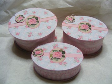 3 OVAL VINTAGE ROSE HAT BOXES - Click Image to Close